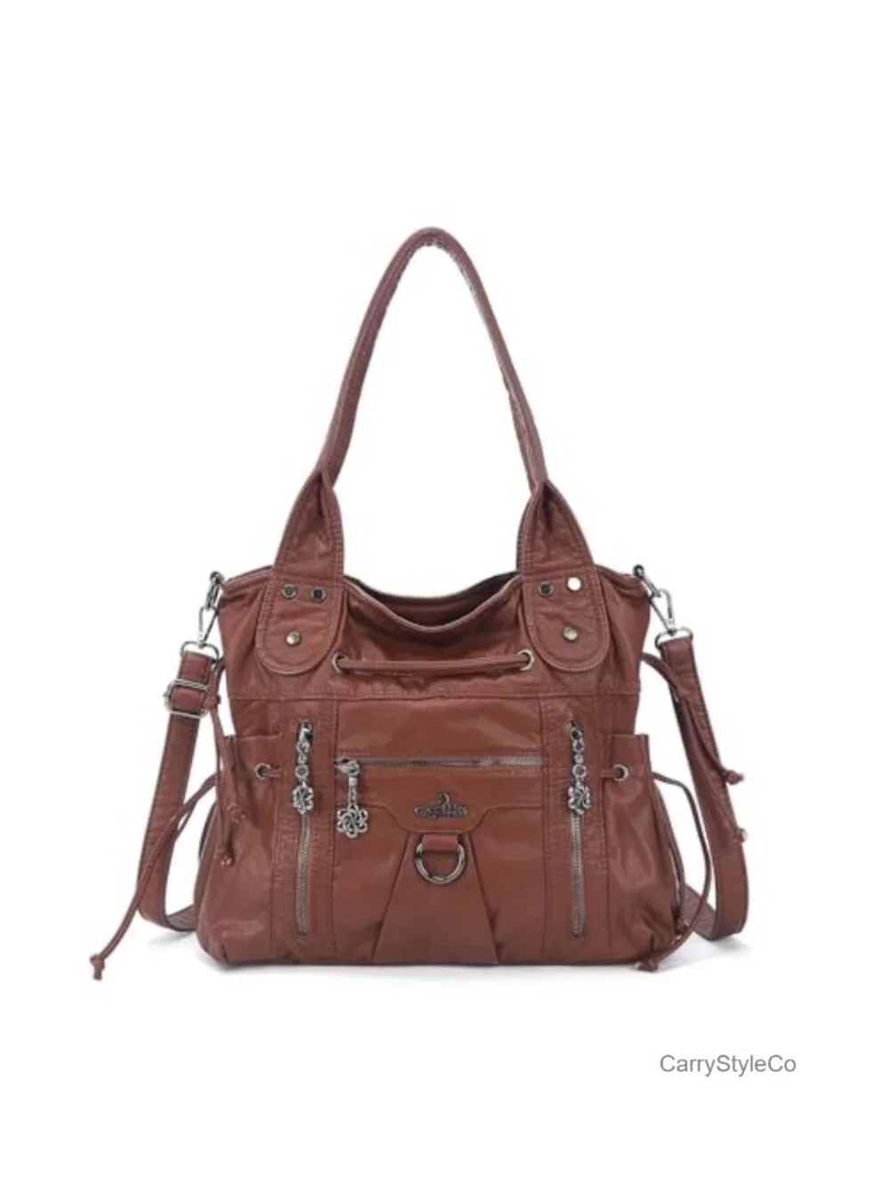 Soft Vegan Leather Hobo Shoulder Bag Crossbody Purse with Multi Pockets